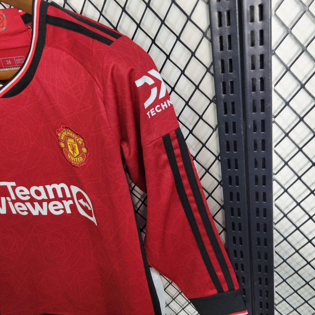 Ensemble Manchester United Domicile Manche Longue Enfant 2023-2024